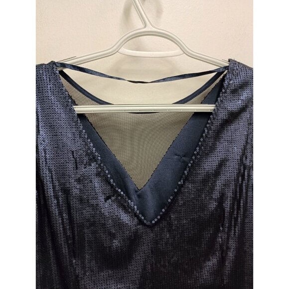 Madam Rage Womens Cocktail Dress Size 6 Navy Sequin Sleeveless Bodycon Mini - Picture 6 of 9